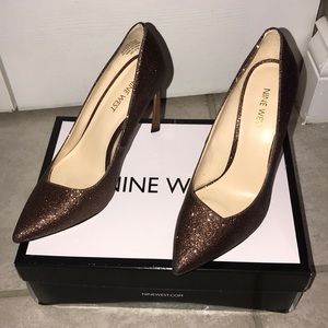 Bronze glitter heels